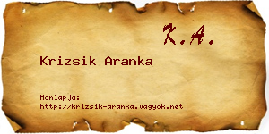 Krizsik Aranka névjegykártya