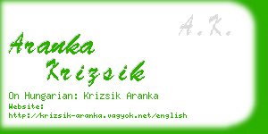 aranka krizsik business card